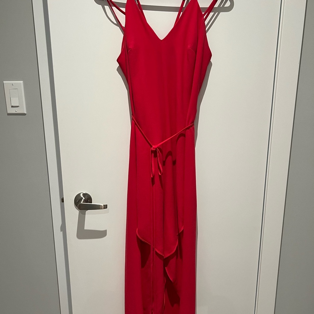 INTERMIX Pink Asymmetrical Ruffled Cocktail Dress - Picture 2 of 6